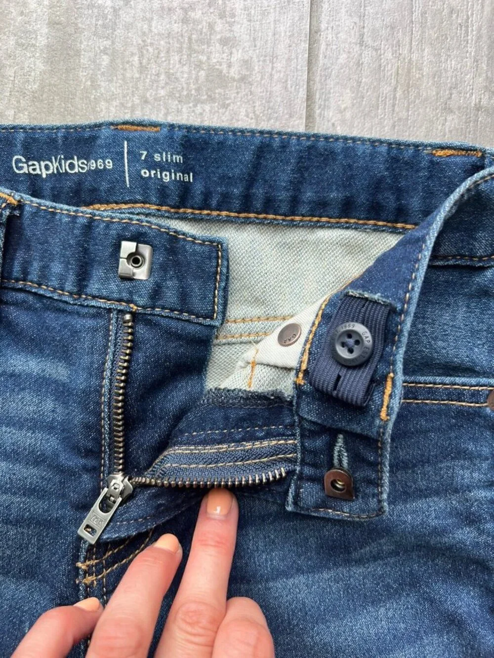 Gap Kids Straight Leg Dark Wash Stretch Jeans Boys 7 Slim Original Pants School.